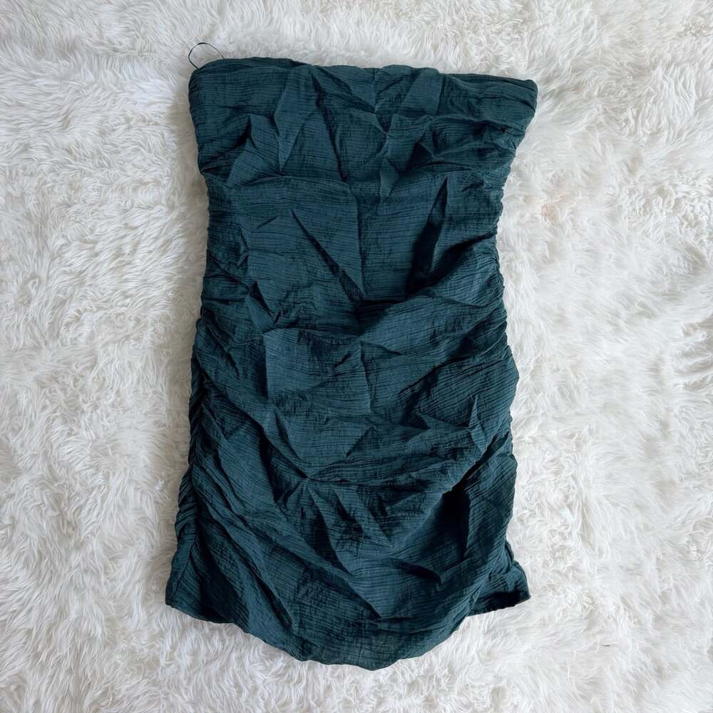 Le Lis Collection Green Ruched Strapless Mini Dress Size M MD6309